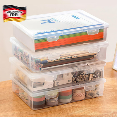 Aufbewahrungsbox Set Kunststoff inkl Deckel stapelbar transparent Büro Haushalts