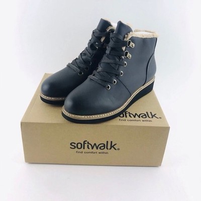 SoftWalk Charcoal Leather Boots SoftWalk Ankle Booties Faux Fur SoftWalk Shoes