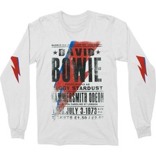 Men's David Bowie Hammersmith Odeon (Arm Print) Long Sleeve Medium White