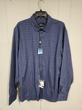 Kenneth Cole Awearness Chillflex Slim Fit Sz XL Blue Plaid Long Sleeve Shirt NWT