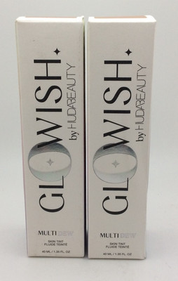 GloWish by Huda Beauty Multi Dew Skin Tint, 07 Tan Light, 1.35 oz, New, 2/PACK