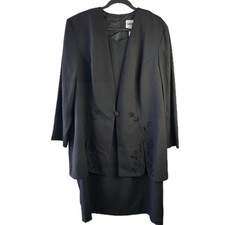 Vintage Studio I Crepe 2 For Blazer Dress Embroidered Beaded Black Womens 24W