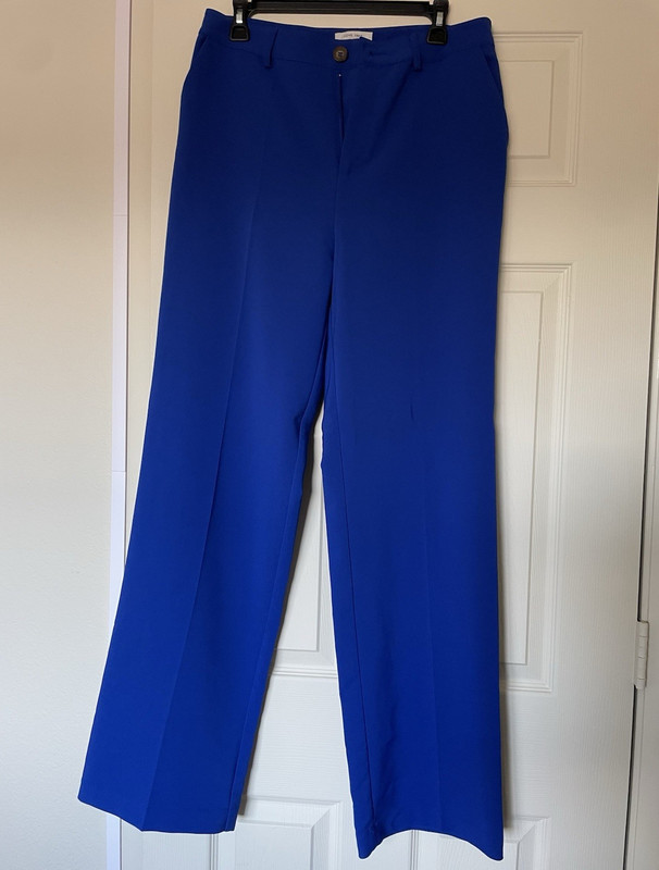 Love Tree Women’s Blue Dress Pants Straight Leg Flat Front Pockets Size L