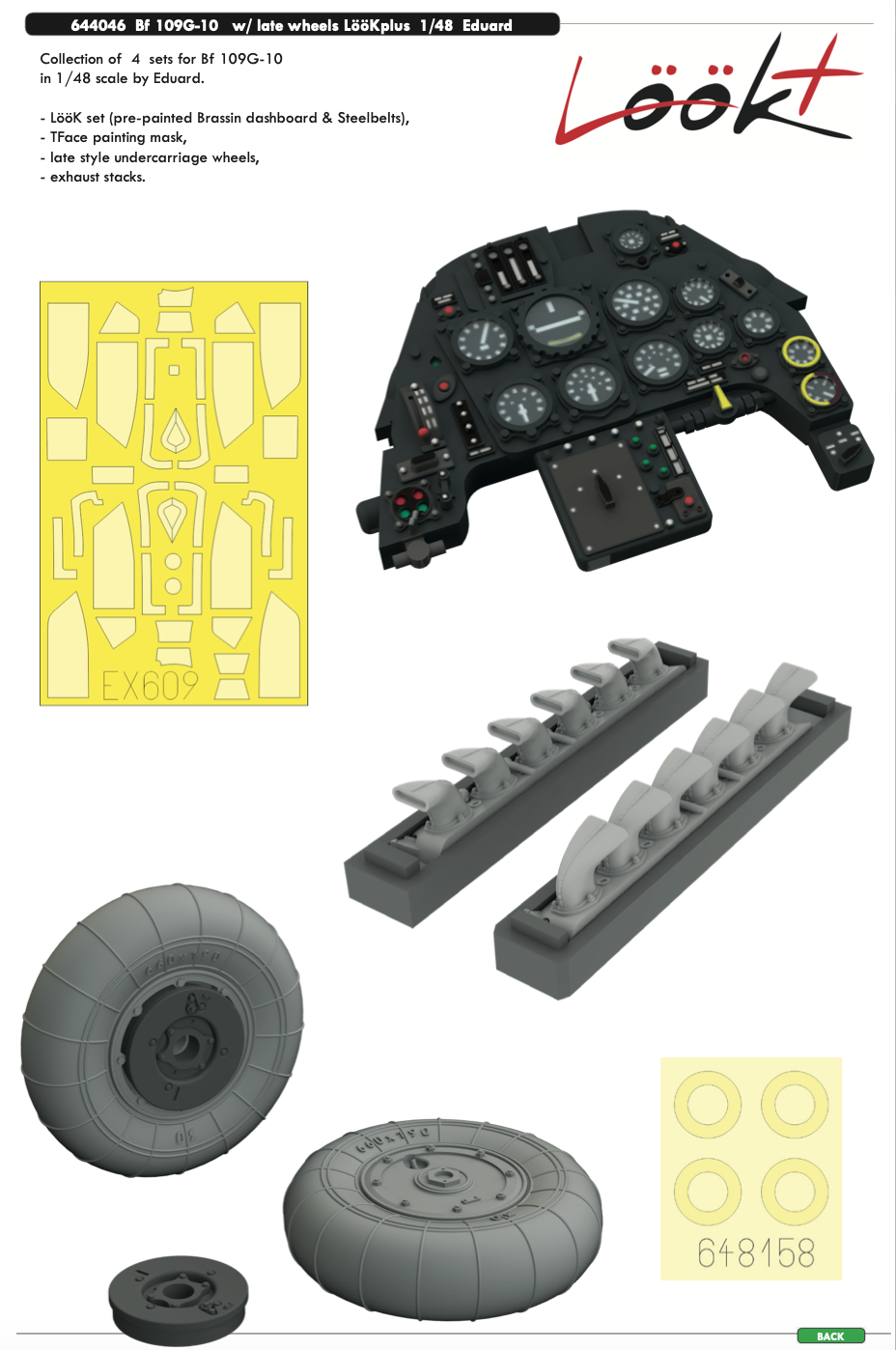 Eduard Brassin ED644046 1:48 Messerschmitt Bf-109G-10 with late wheels LooK plus