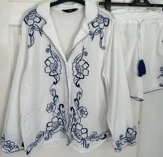 Size 10 Shorts ( Elasticated Waist ) Long Sleeve Size 14 FandF Shirt Suit