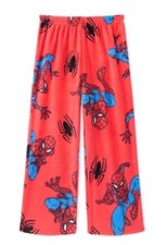 New Marvel Spider-Man Kids Sleep Pants Size Small 6/7 Red Fleece Bottoms