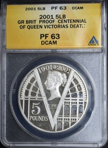 2001 GB 5lbs Centennial of Queen Victoria's Death Sterling ANACS PF63 DCAM
