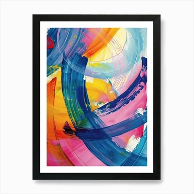 Bunte Pinselstriche 2 Kunstdruck gerahmt Wandbild Poster Leinwanddruck Bild
