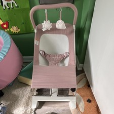 Baby Delight Portable Infant Bouncer Chair Pink White with Toy Bar