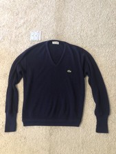 Vintage Lacoste Izod 80s Knit Sweater Orlon Acrylic Navy Blue Women s Sz L USA