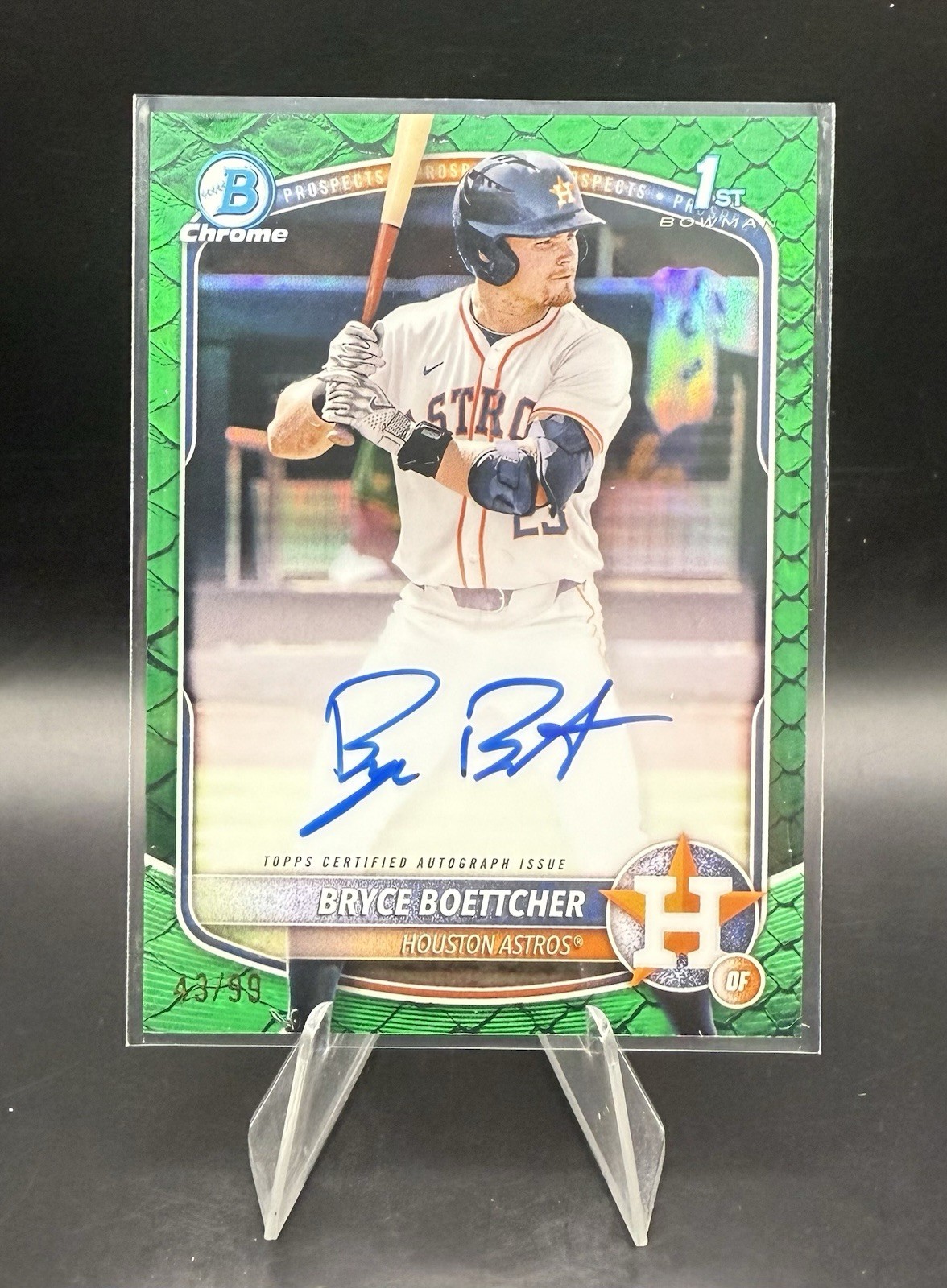 BRYCE BOETTCHER 2025 BOWMAN CHROME 1ST GREEN REPTILIAN AUTO /99