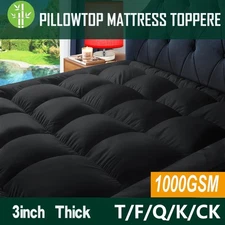 Extra Deep 3" Fluffy Mattress Topper Soft Quilted Pillow Top for Back Pain Queen
