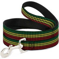 Dog Leash Houndstooth Black/Rasta (Us Import)