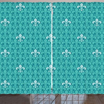 Türkis Rustikale Gardine Fleur De Lis Pattern
