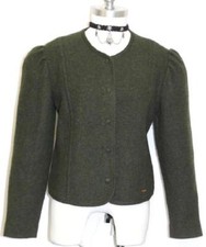 BOILED WOOL Women GREEN German Fitted Winter SWEATER S