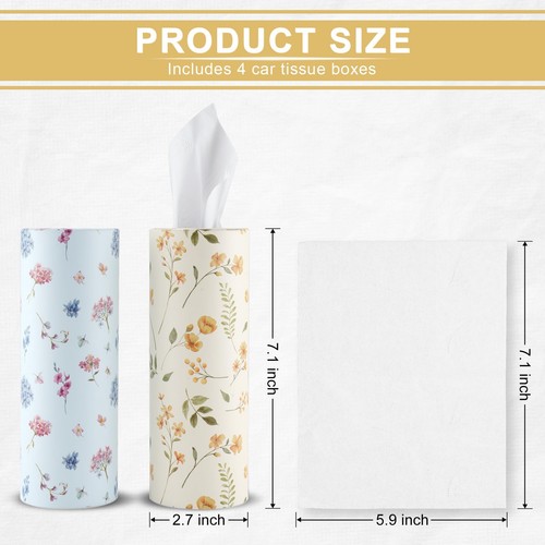 JUSTTOP Car Tissue HolderCar Travel Kleenex Cup Holder with 4 Pack Facial Tis... - Picture 2 of 6