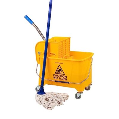 Mind Reader Mop Bucket with Wringer, 22 Qt (5.5 Gallon), Floor Cleaning, Handle,