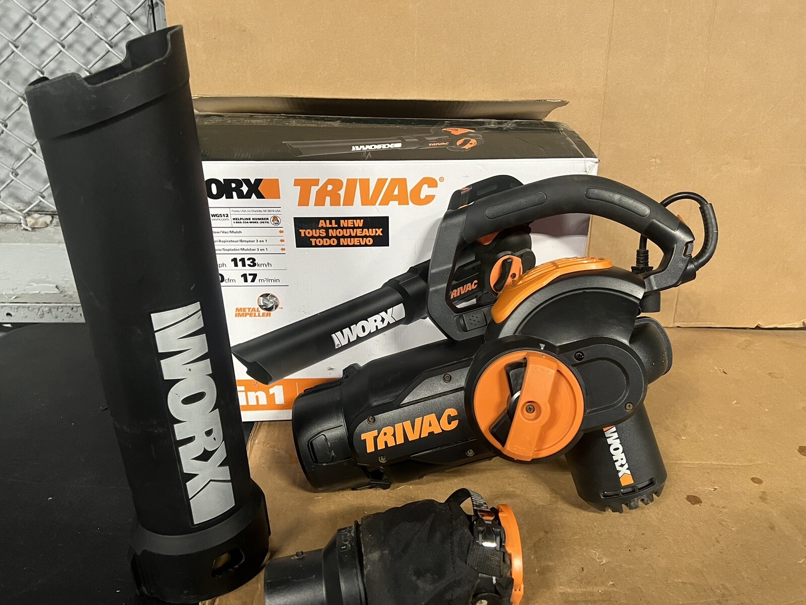 WG512 Worx TriVAC 12 Amp Electric 3in1 Leaf Blower/Mulcher/Yard