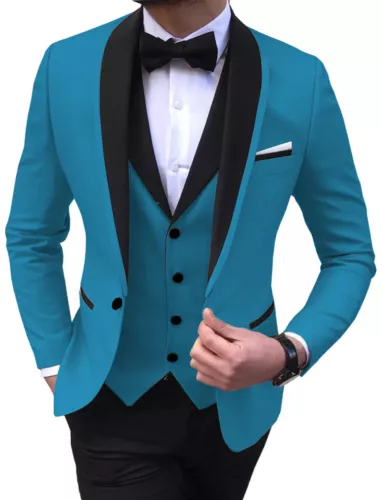 Traje de hombre 3 piezas formal boda fiesta esmoquin blazer + chaleco + pantalones 48 50 52 - Imagen 8 de 35