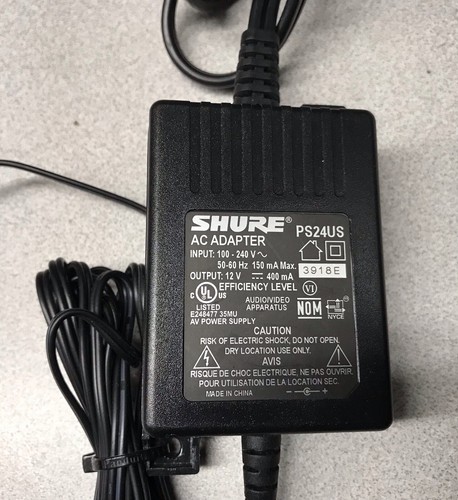 SHURE PS24US 12V 400mA ADAPTER POWER SOURCE ORIGINAL
