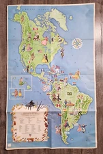 VINTAGE 1966 STANDARD OIL CO OF CALIFORNIA CHEVRON PICTORIAL MAP OF PAN AMERICA