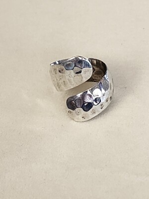 Vgt 925 Sterling Silver Hammered Wrapped Ring Size 8 Adjustable 2 Any Size