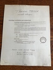 Vintage Thorens TD - 224 Turntable Record Player Cartridge Installation Instr.