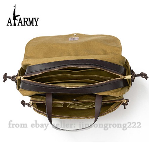 Canvas bag Men's Tote Shoulder Straddle Horizontal Casual Computer Bag - Picture 9 of 17