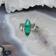 Malachit Ring, 925er Silber, Edelsteinring (23127), Edelsteinschmuck, Mondstein