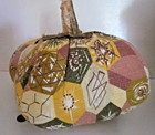 Fall Pumpkin Vtg Material Handsewn Brown Green Yellow 1950 Drapery Real Stem — photo 5