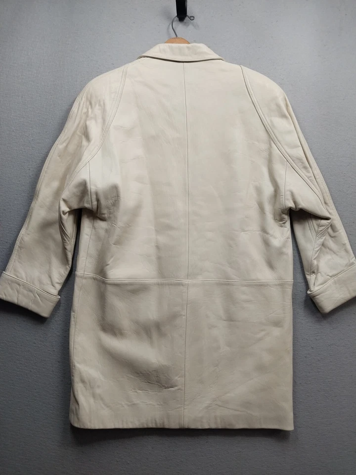 Chaqueta Blazer De Colección Tibor De Cuero Para Mujer Pequeña Tostada Marfil Suave Forrada 2 Botones Foto 2 de 4