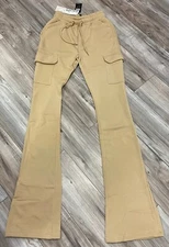 REDFOX WOMEN'S FLEECE STACKED PANTS W/ CARGO POCKETS (KHAKI)