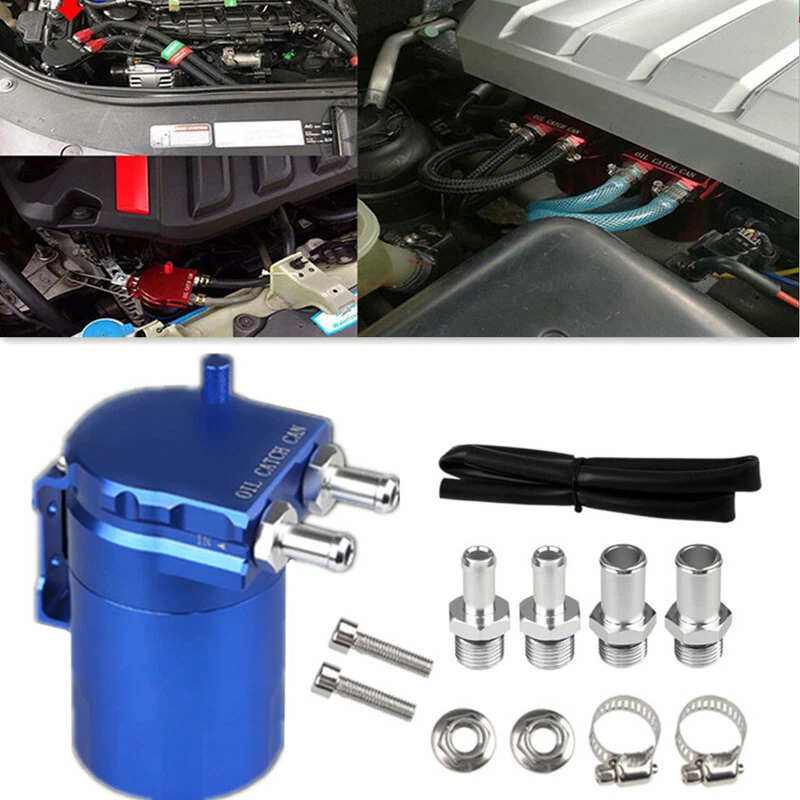Car Blue Aluminum Alloy Oil Catch Tank: 2-Port, Anti-Sloshing, Universal - Image 2 of 4