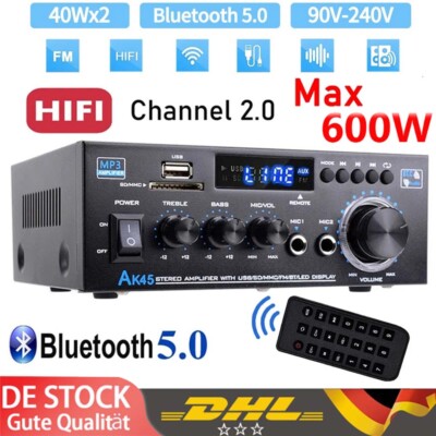 600W HiFi Mini Digital Leistungsverstärker Bluetooth 5.0 Stereo Power Amplifier