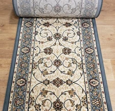 Rug Depot Traditional Oriental Hall and Stair Rug Runner - 31" Wide Ivory/Blue