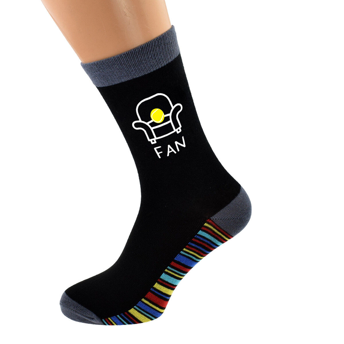 SAOLA Calze uomo poltrona tennis fan suola a righe taglia UK 5 12 X6N1026