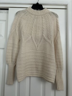 Universal Thread Mock Neck Pullover Ivory Sweater Womens Size S *Read Desc*