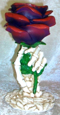 2021 Yankee Candle Phantasmagoria Red Rose Skeleton Hand Votive Candle Holder