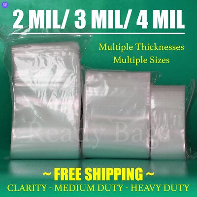 Clear Plastic Zipper Bags 2Mil 3Mil 4Mil Poly Reclosable Seal Jewelry Baggies