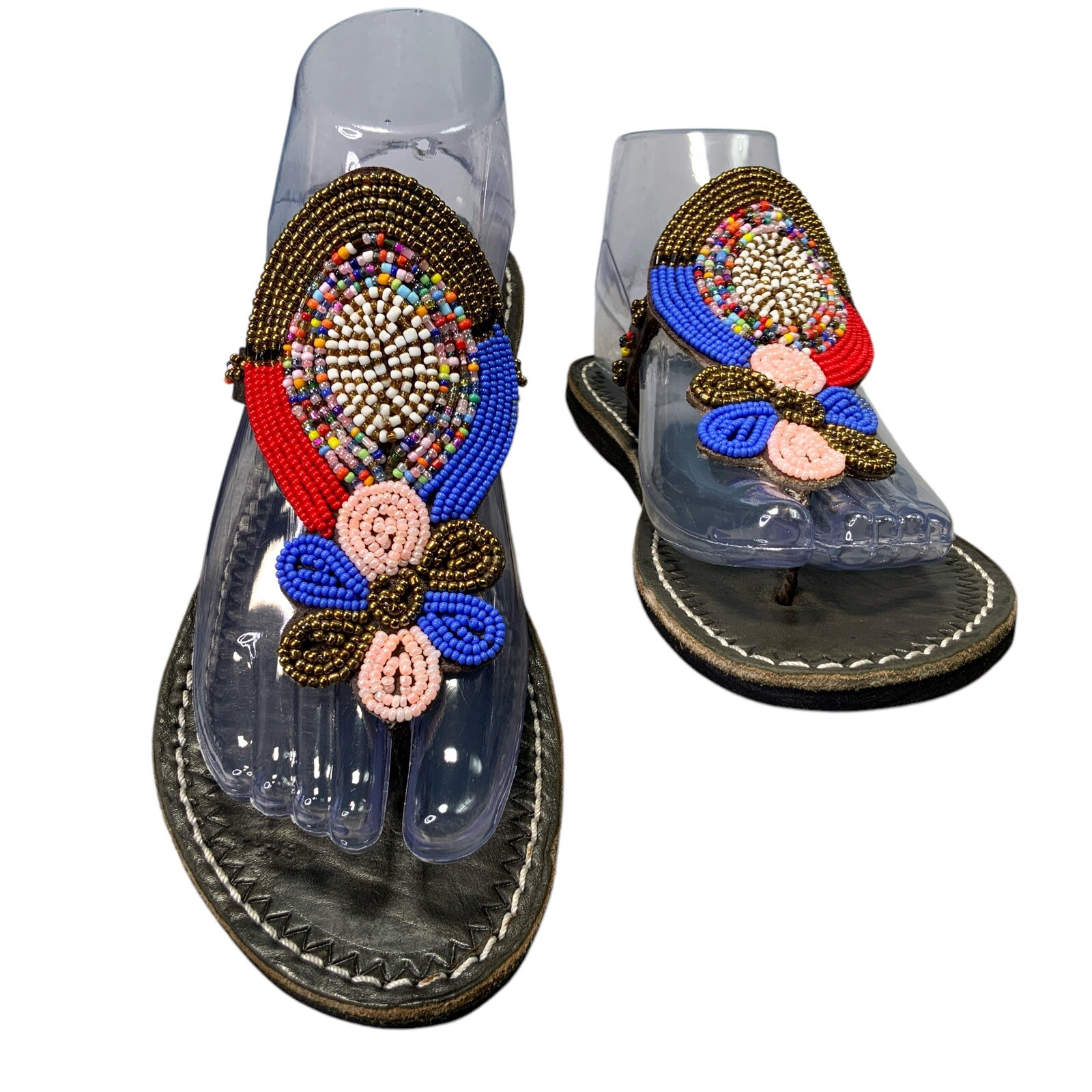 APL Sandalo bohemain fatto a mano perizoma in pelle con perline misura 7 7 5