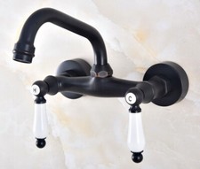 Black Oil Rubbed Brass Kitchen Faucet Bathroom Sink Mixer Tap Wall Mount snf821