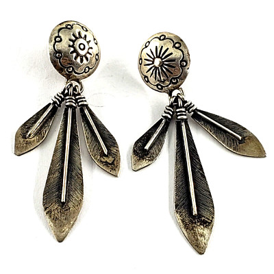 Vintage Southwestern Sterlingsilber Ohrhänger Navajo Feder Pfeil