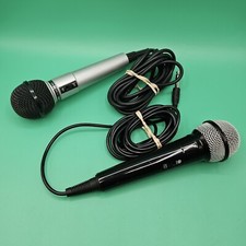 Singing Machine Wired Microphone For Karaoke Lot Of 2 - Set Black & Silver Mics