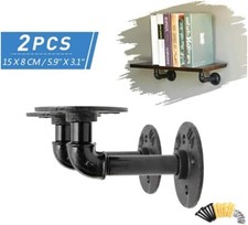 2Pcs Industrial Iron DIY Pipe Shelf Bracket Wall Mount Floating Shelves Holder