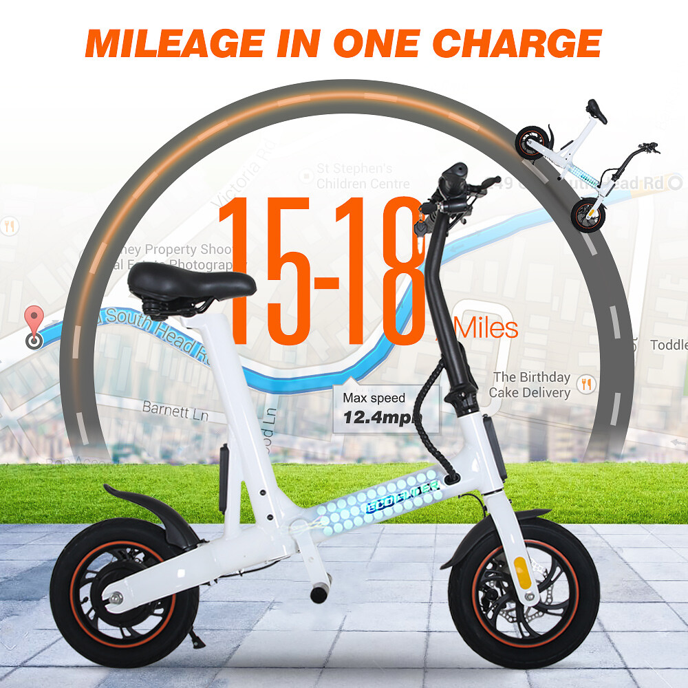 🔥12" Folding Electric Bike Mini Bicycle Cycling 250W 7.8AH E-Bike City Commuter