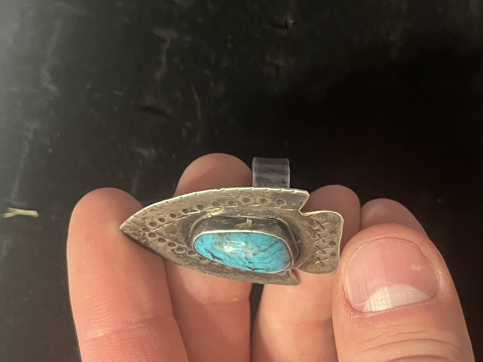 Sterling Silver Turquoise Arrowhead Ring Size 6 O… - image 2