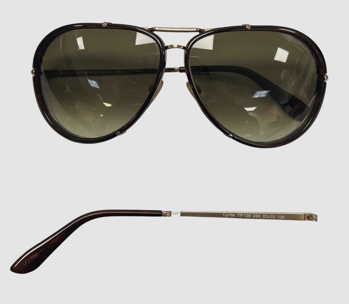 【美品•レア】トムフォード/シリル （TF109 14p 63◻︎135） $485 Authentic Tom Ford TF109 28K Women's Brown Aviator Sunglasses