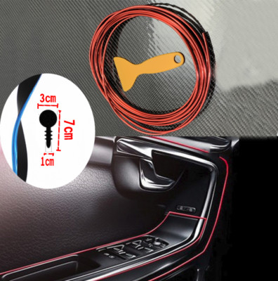 1Set Chrome Red Trim 5M*3mm Car Interior Exterior Moulding Strip DJC A