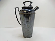 E G W & S Co Martini Cocktail Shaker Silver Plate Cork, Hand Hammered, Antique