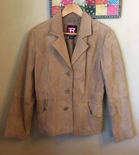 Rampage Women's Leather Blazer Jacket Size L 3 Buttons Down Hand Pockets Caramel